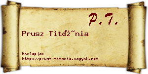 Prusz Titánia névjegykártya